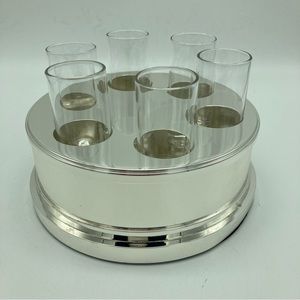 Restoration Hardware Hanover Vodka Chiller Chrome ice holder Shot Glasses